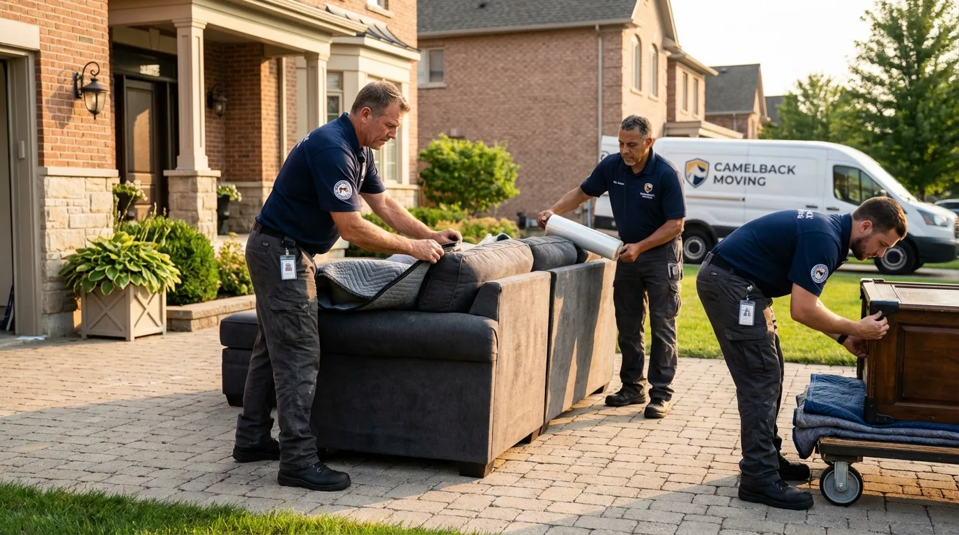 Large estate moving crew wrapping furniture in Wheeling, WV